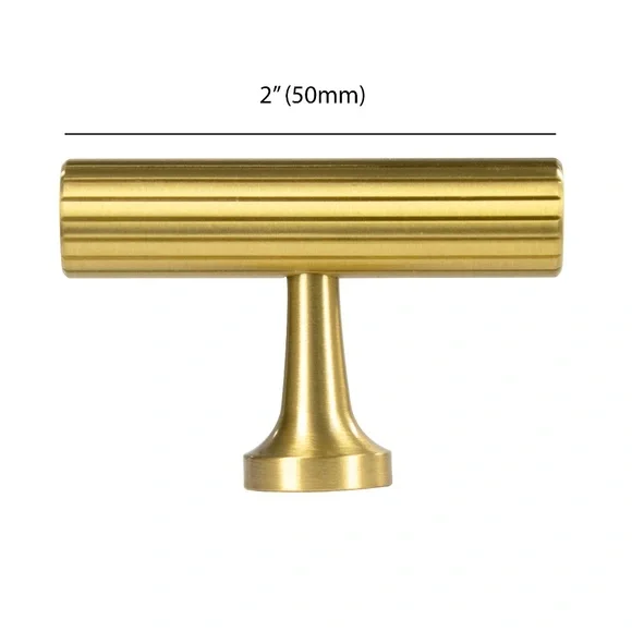 Modern Solid Brass T-Bar Pull for Cabinets and Drawer Handles, Kitchen Hardware - Picture 2 of 4